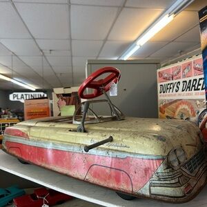 Vintage 1950s Electric Sportsman RideOn Toy Car Pedal Car Metal Rare Collectible